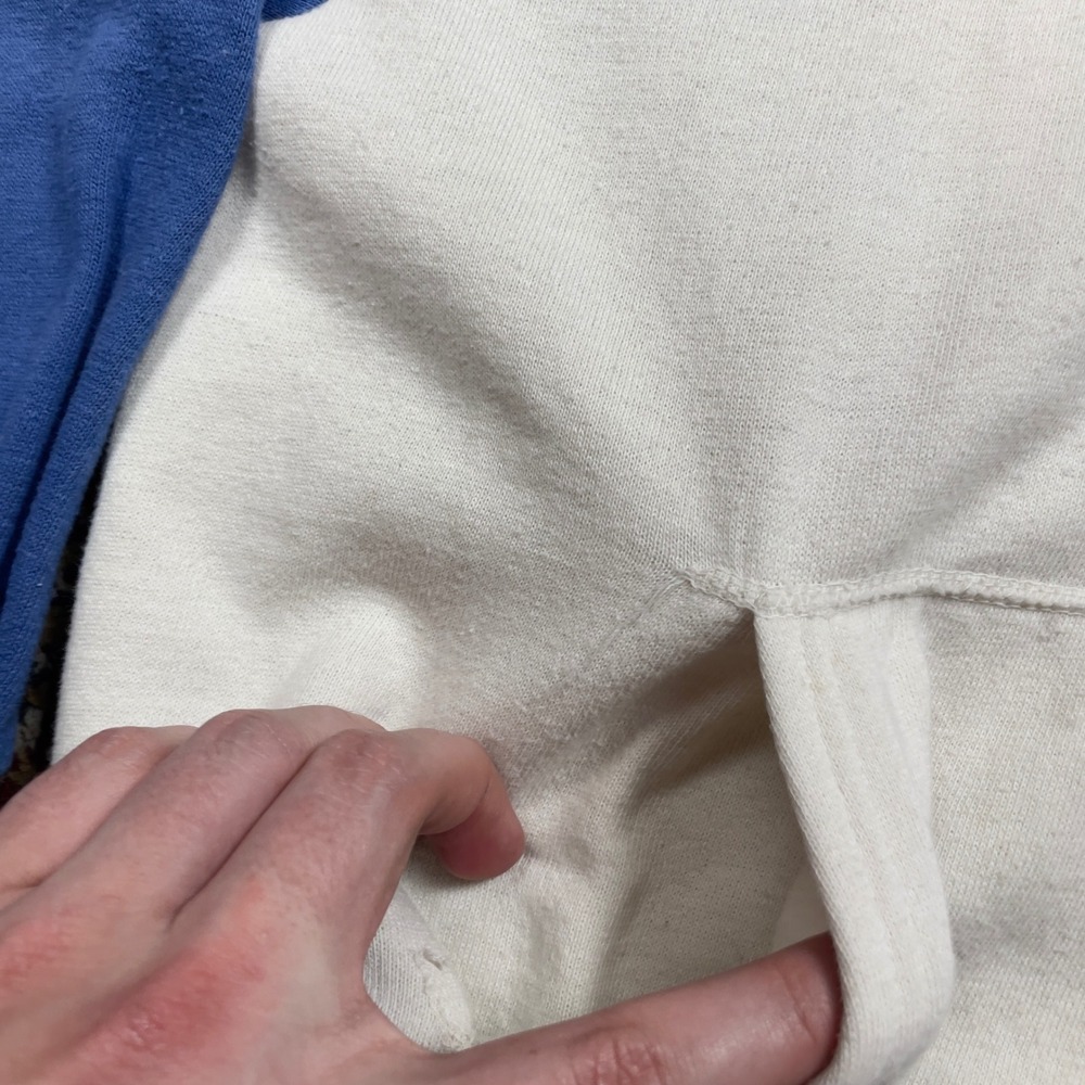VTG Rare 70s Nike Orange Tag Cotton Quarter Zip Raglan Hoodie USA M White Blue - Picture 5 of 9